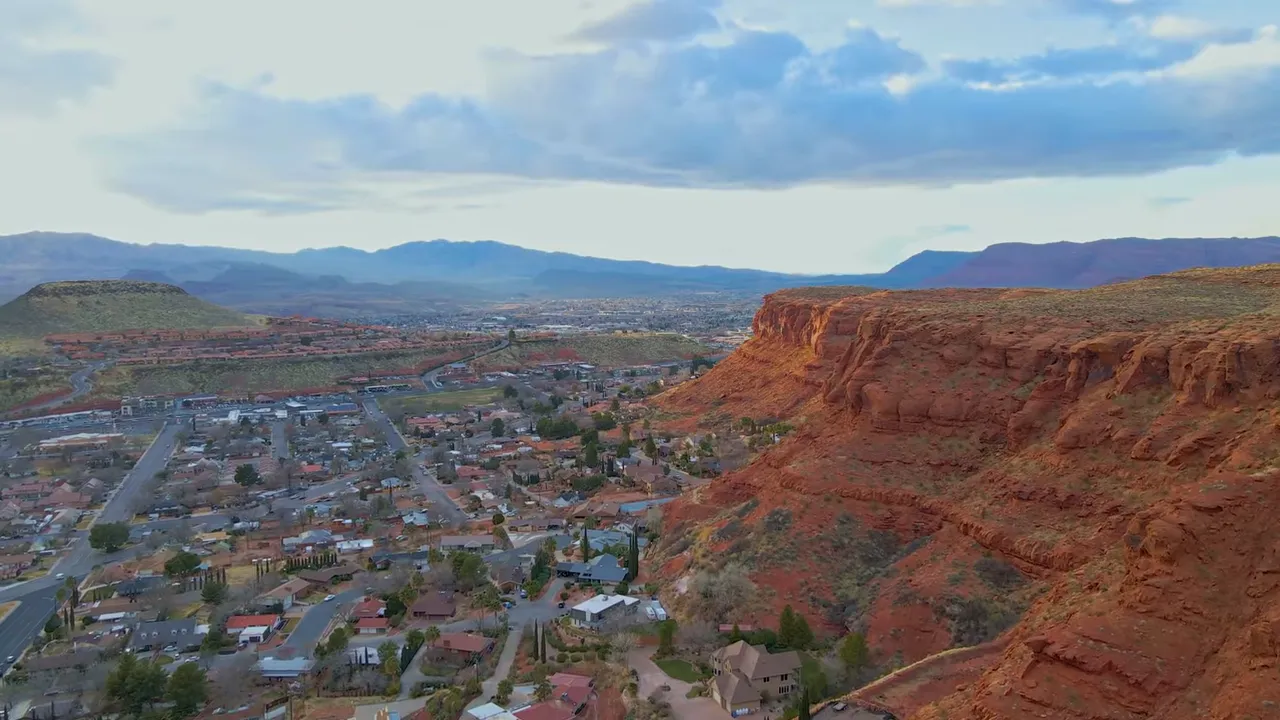 St. George desert landscape with red rock formations and blue sky
